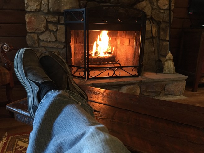 Relaxing by the fire